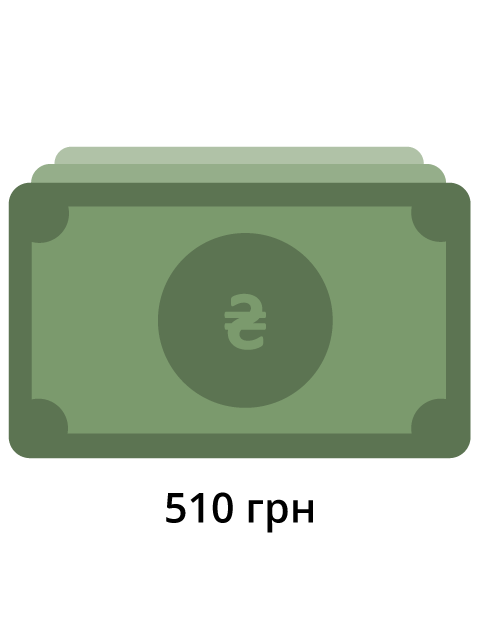 Денежный перевод в размере 510 гривен
