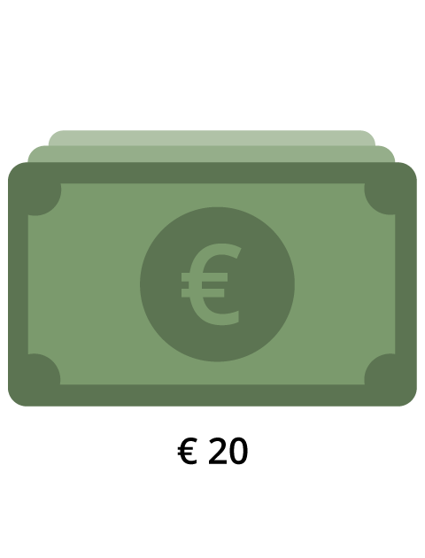 Izplačilo gotovine na bančni račun 20 €