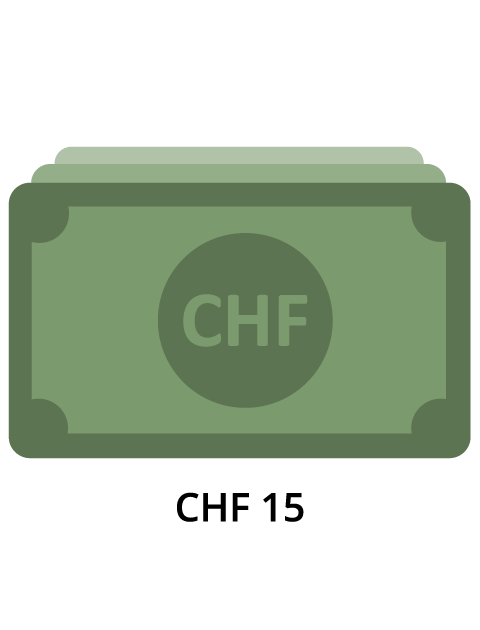 Paiement de 15 CHF dans votre compte bancaire